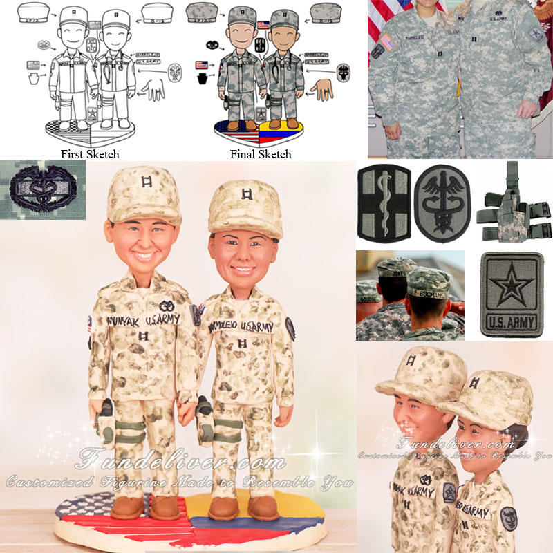 US Army Captain Wedding Cake Toppers